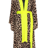 Safari - Brown Leopard Kimono (Neon Yellow)