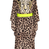 Safari - Brown Leopard Kimono Panther (Neon Yellow)