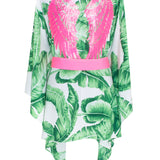 Jungle - Green Palm Kimono Wings (Neon Pink)