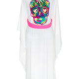 Monochrome - White Kimono Skull (Neon Pink)