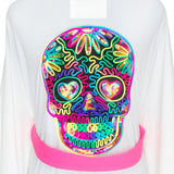 Monochrome - White Kimono Skull (Neon Pink)