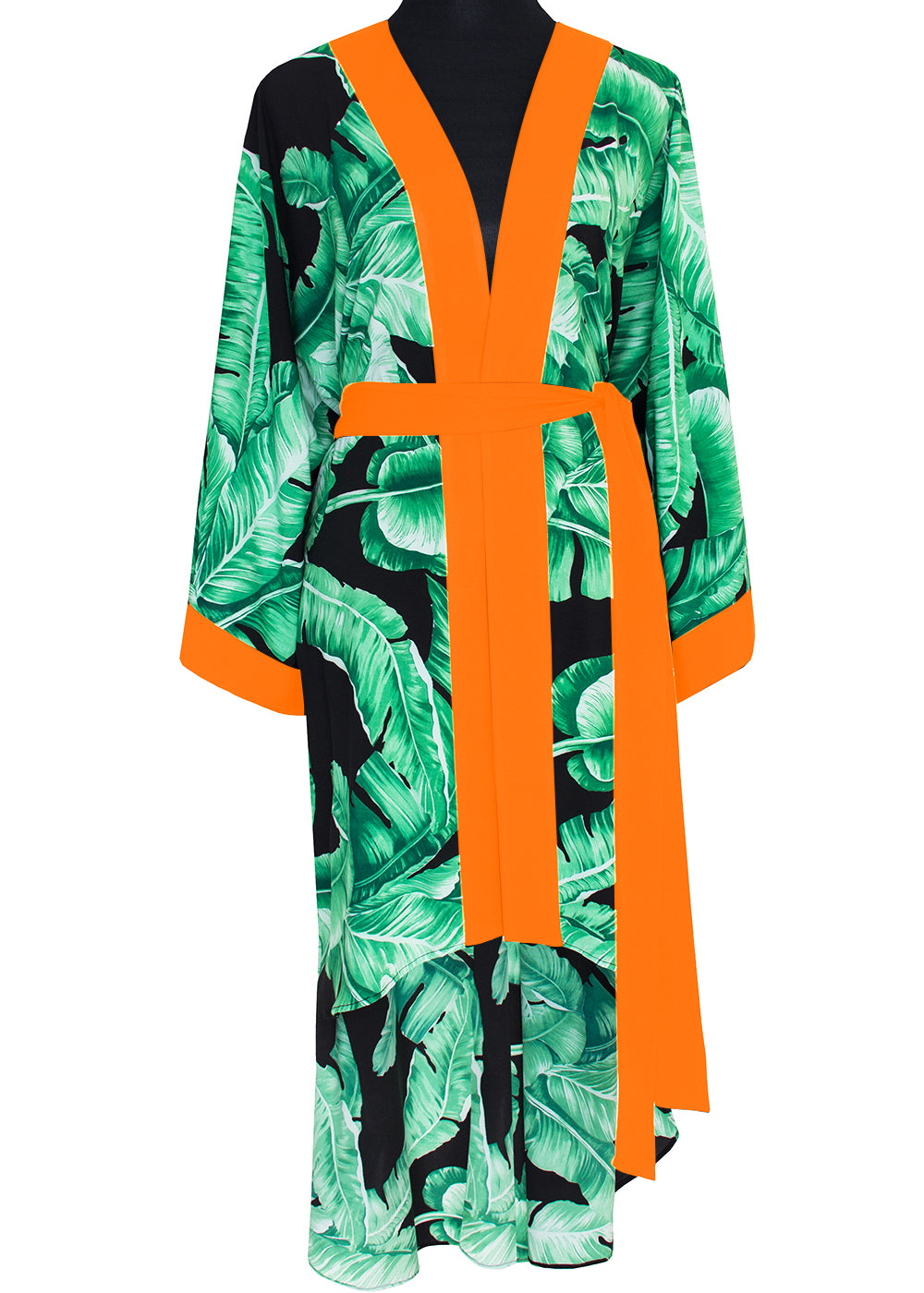 Jungle - Black Palm Kimono (Neon Orange)