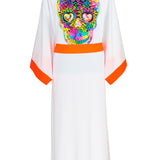 Monochrome - White Kimono Skull (Neon Orange)