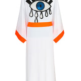 Monochrome - White Kimono Evil Eye (Neon Orange)