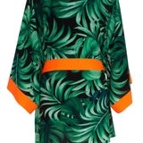 Jungle - Monstera Black / Green Kimono (Neon Orange)