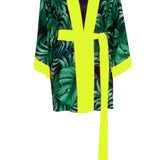 Jungle - Monstera Black / Green Kimono (Neon Yellow)