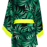 Jungle - Monstera Black / Green Kimono (Neon Yellow)