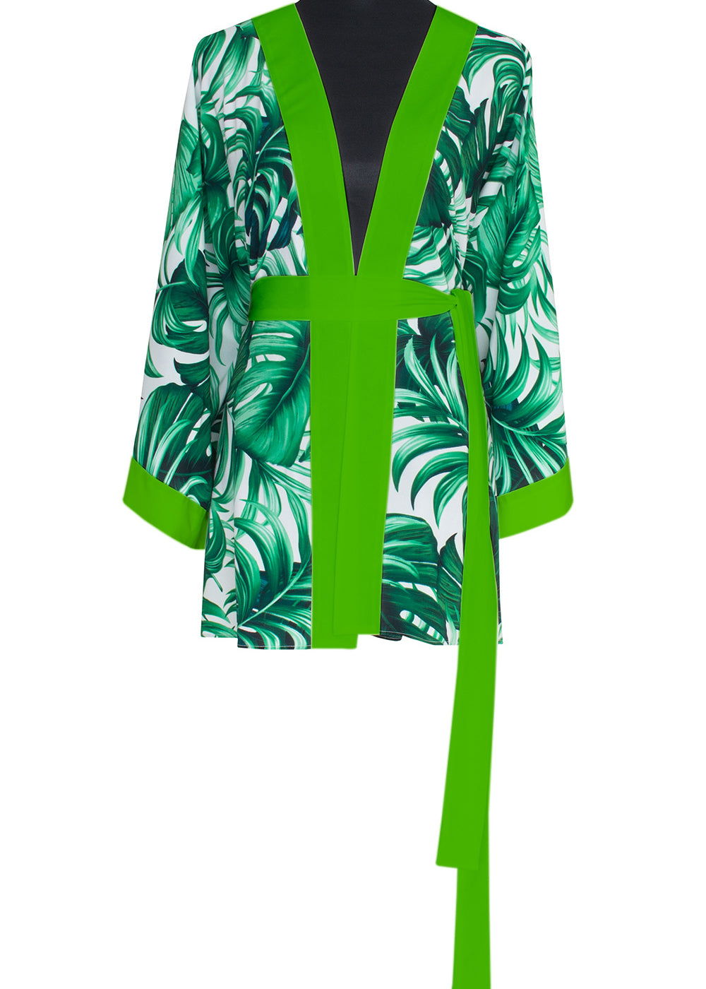 Jungle - Monstera White / Green Kimono (Neon Green)