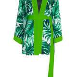 Jungle - Monstera White / Green Kimono (Neon Green)