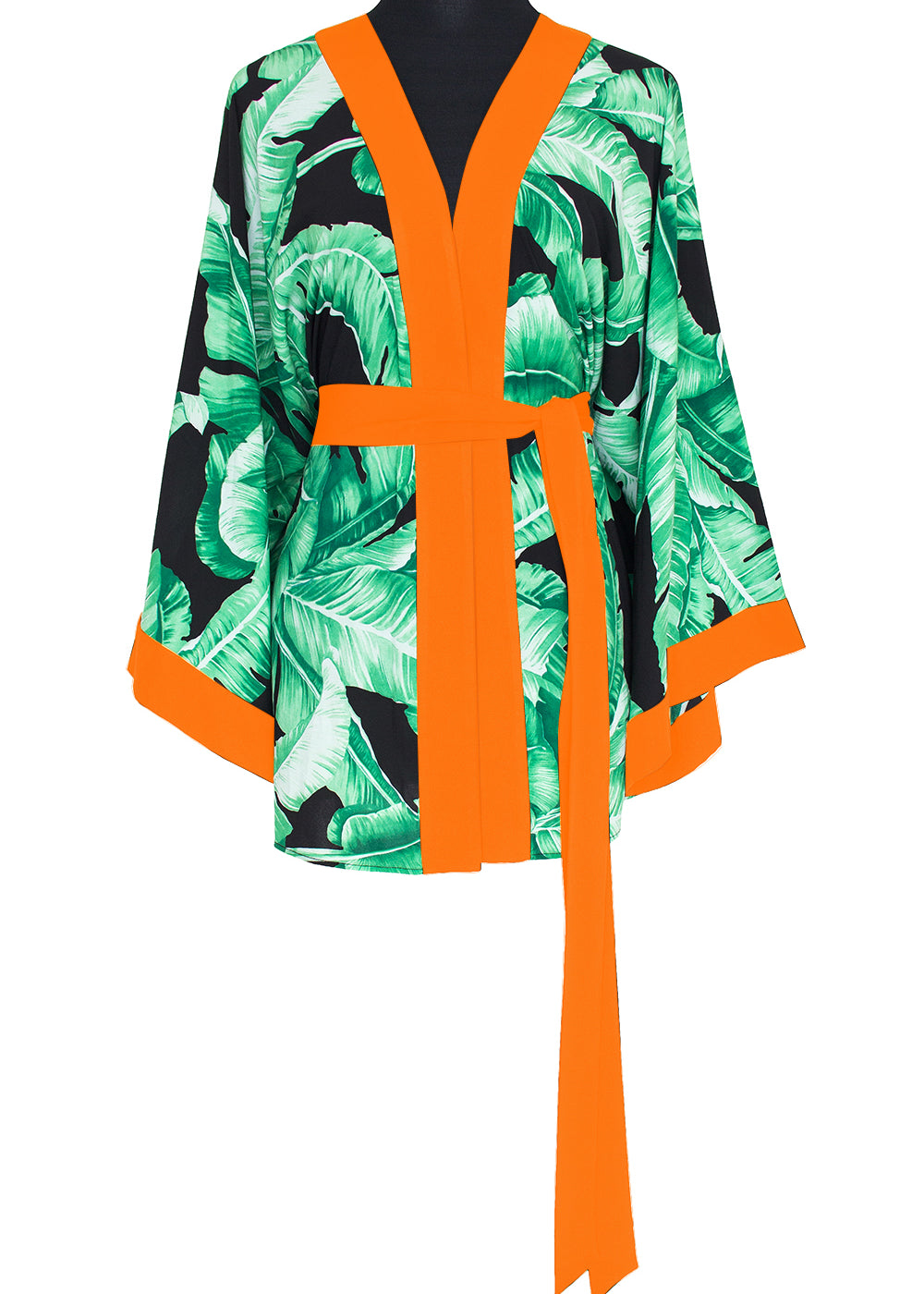 Jungle - Black Palm Kimono (Neon Orange)