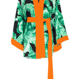 Jungle - Black Palm Kimono (Neon Orange)