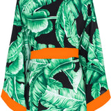 Jungle - Black Palm Kimono (Neon Orange)