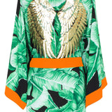 Jungle - Black Palm Kimono Wings (Neon Orange)