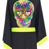 Monochrome - Black Kimono Skull (Neon Yellow)