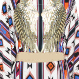 Boho - Blue Navajo Kimono Wings (Beige)