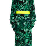 Jungle - Monstera Black / Green Kimono (Neon Yellow)