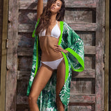 Jungle - Monstera White / Green Kimono (Neon Green)