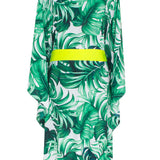 Jungle - Monstera White / Green Kimono (Neon Yellow)