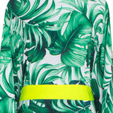 Jungle - Monstera White / Green Kimono (Neon Yellow)