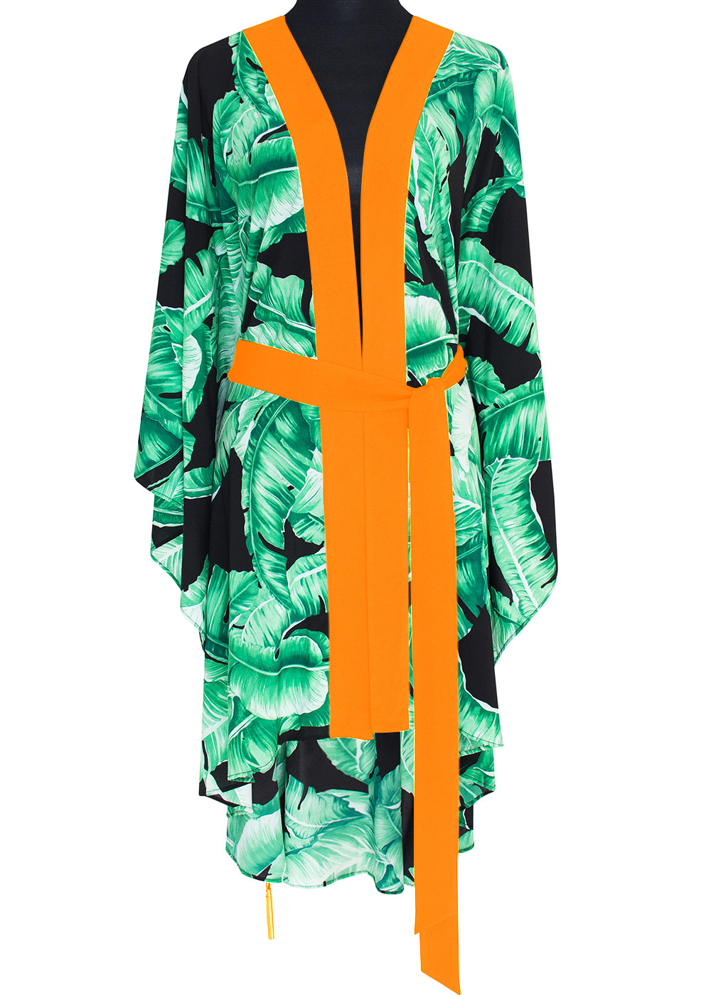 Jungle - Black Palm Kimono (Neon Orange)