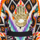 Tribal – Orange Apache Kimono Hamsa (Black)