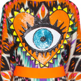 Tribal – Orange Apache Kimono Evil Eye (Neon Orange)