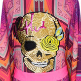 Tribal - Pink Kimono Skull (Neon Pink)