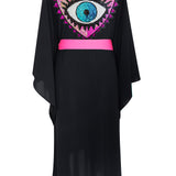 Monochrome - Black Kimono Evil Eye (Neon Pink)