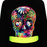 Monochrome - Black Kimono Skull (Neon Yellow)