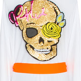 Monochrome - White Kimono Skull (Neon Orange)