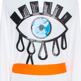 Monochrome - White Kimono Evil Eye (Neon Orange)