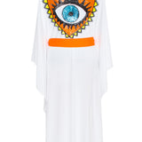 Monochrome - White Kimono Evil Eye (Neon Orange)