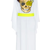 Monochrome - White Kimono Skull (Neon Yellow)