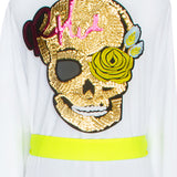 Monochrome - White Kimono Skull (Neon Yellow)