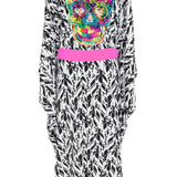 Tulum – Feathers Kimono Skull (Neon Pink)