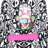 Tulum – Tribal Kimono Hamsa (Neon Pink)