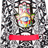 Tulum – Tribal Kimono Hamsa (Neon Coral)