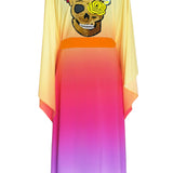 Monochrome Ombre - Love Kimono Skull (Neon Orange) - Long