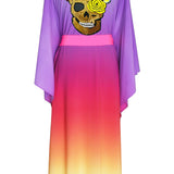 Monochrome Ombre - Love Kimono Skull (Neon Pink) - Long