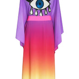 Monochrome Ombre - Love Kimono Evil Eye (Neon Pink) - Long