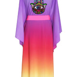 Monochrome Ombre - Love Kimono Hamsa (Neon Pink) - Long