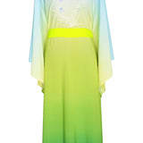 Monochrome Ombre - Freedom Kimono Feathers (Neon Yellow) - Long