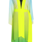 Monochrome Ombre - Freedom Kimono Feathers (Neon Yellow) - Long