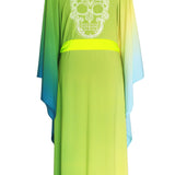 Monochrome Ombre - Freedom Kimono Skull (Neon Yellow) - Long