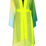 Monochrome Ombre - Freedom Kimono (Neon Yellow) - Long