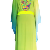 Monochrome Ombre - Freedom Kimono Skull (Neon Yellow) - Long