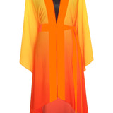 Monochrome Ombre - Fire Kimono Skull (Neon Orange) - Long