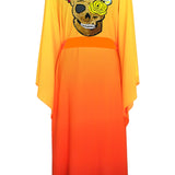 Monochrome Ombre - Fire Kimono Skull (Neon Orange) - Long