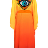 Monochrome Ombre - Fire Kimono Evil Eye (Neon Orange) - Long