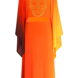 Monochrome Ombre - Fire Kimono Skull (Neon Orange) - Long